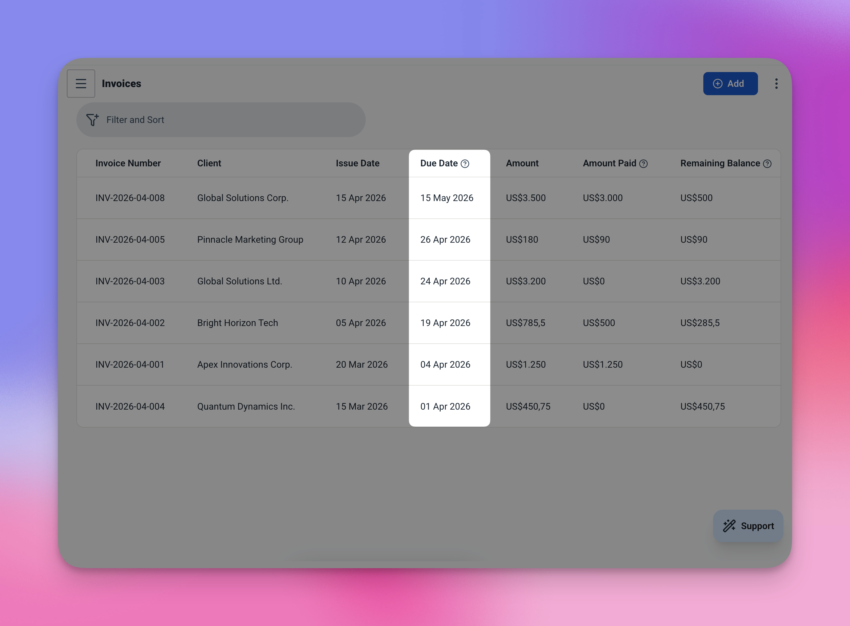 Formulir faktur menunjukkan tanggal terbit 12 Maret 2026 dan tanggal jatuh tempo yang dihitung otomatis 11 April 2026 persis 30 hari kemudian