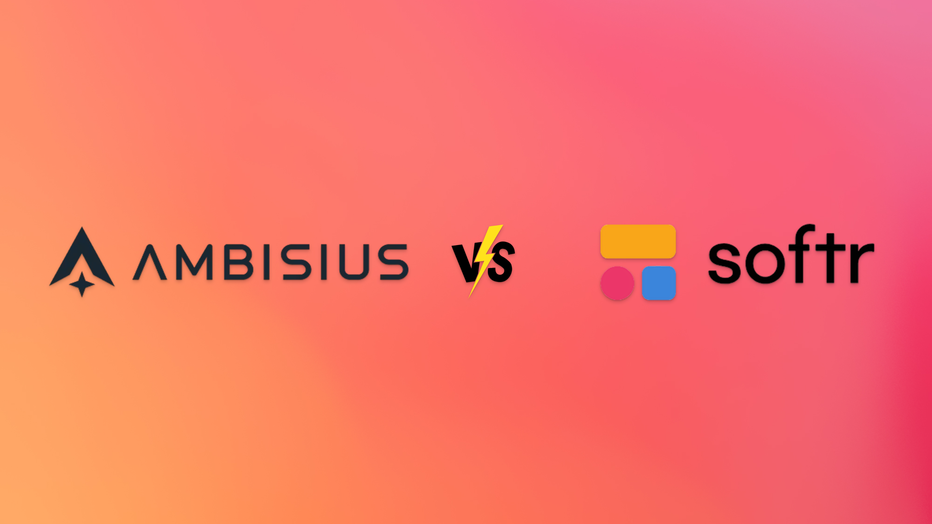 Ambisius vs Softr comparison — logo lockup side by side