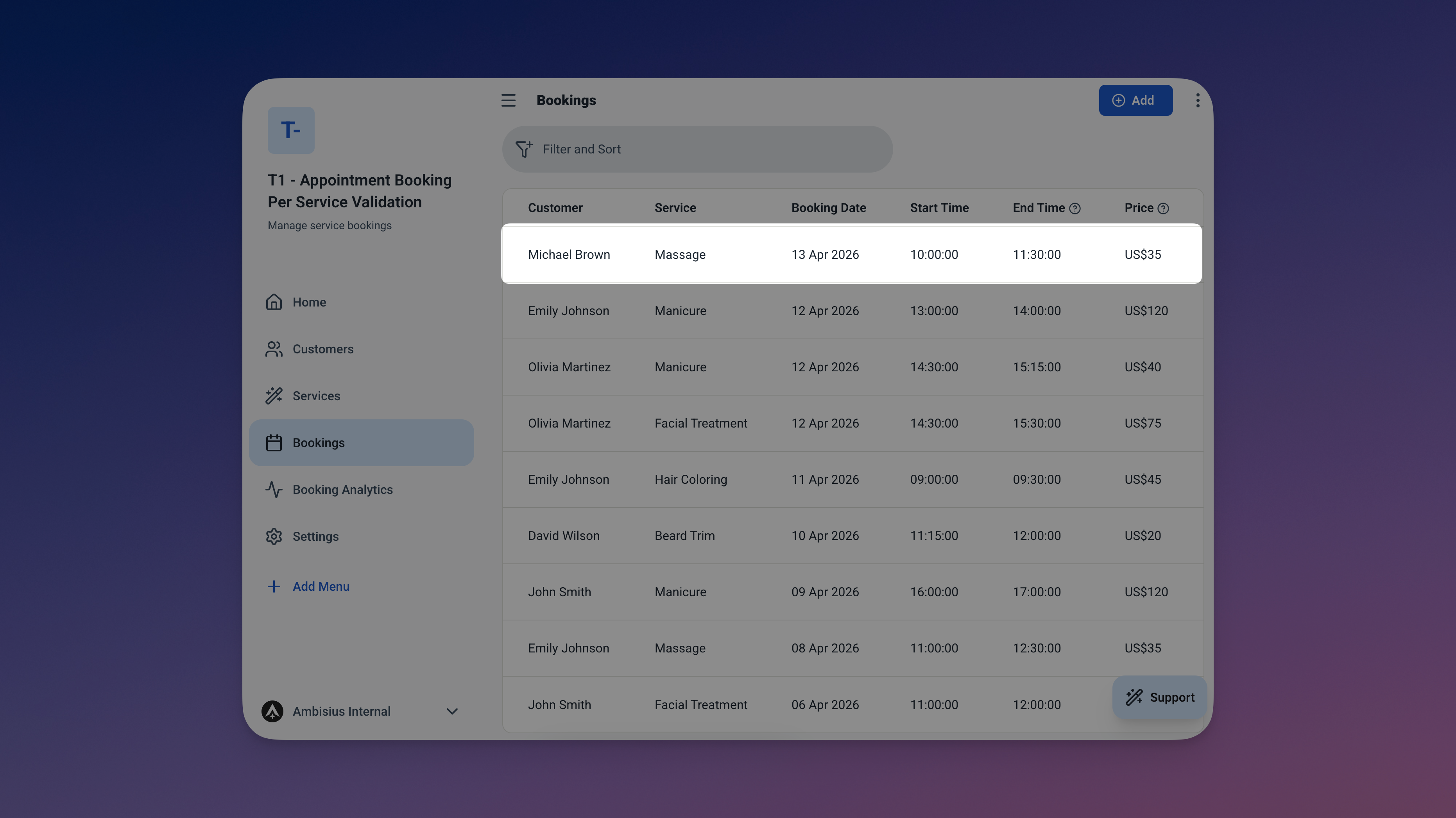 Detail catatan pemesanan menunjukkan kolom harga yang terkunci yang tidak terpengaruh oleh pembaruan harga layanan