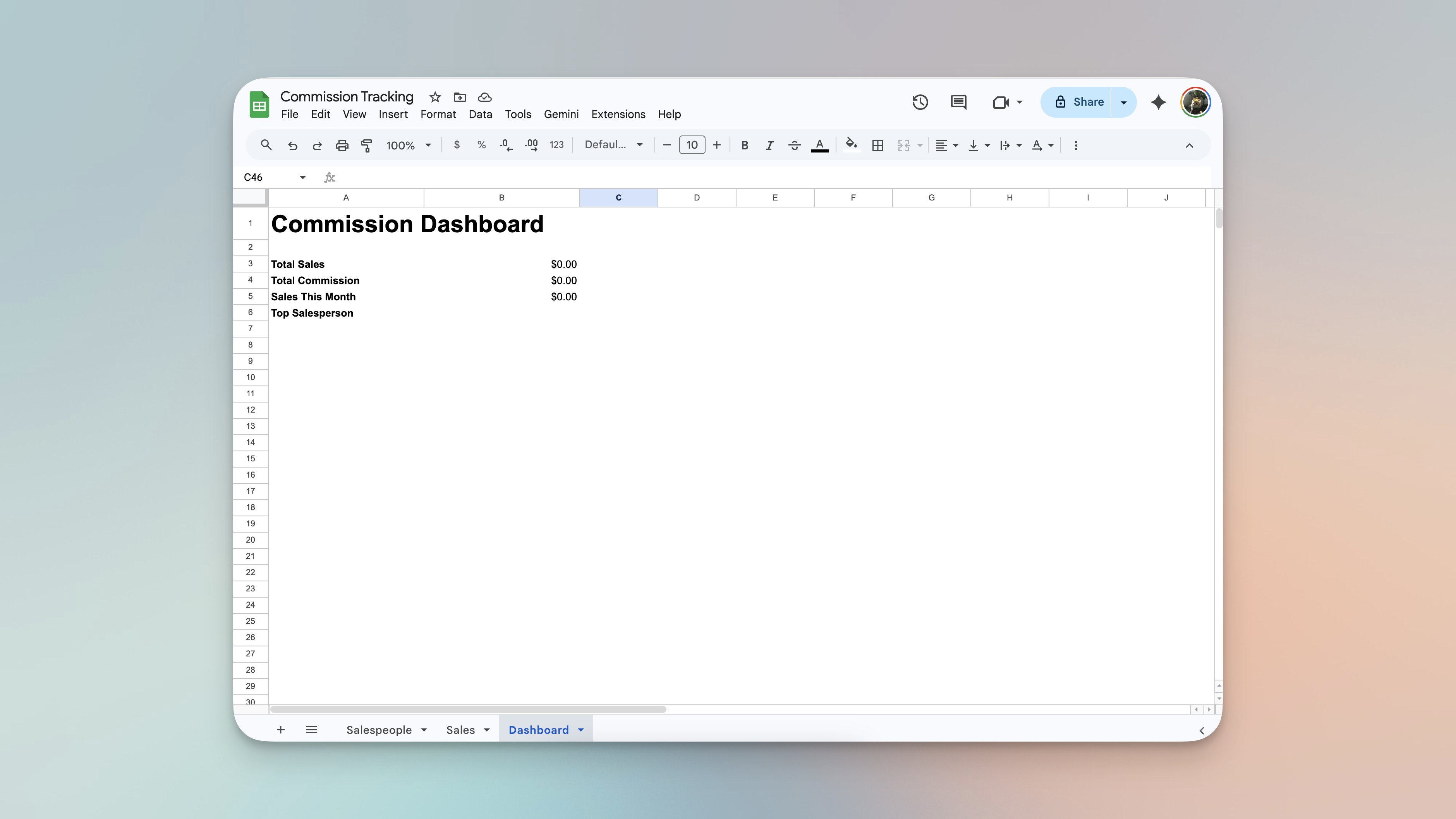 Chaotic commission spreadsheet with broken formulas, mismatched rates, and manual calculations