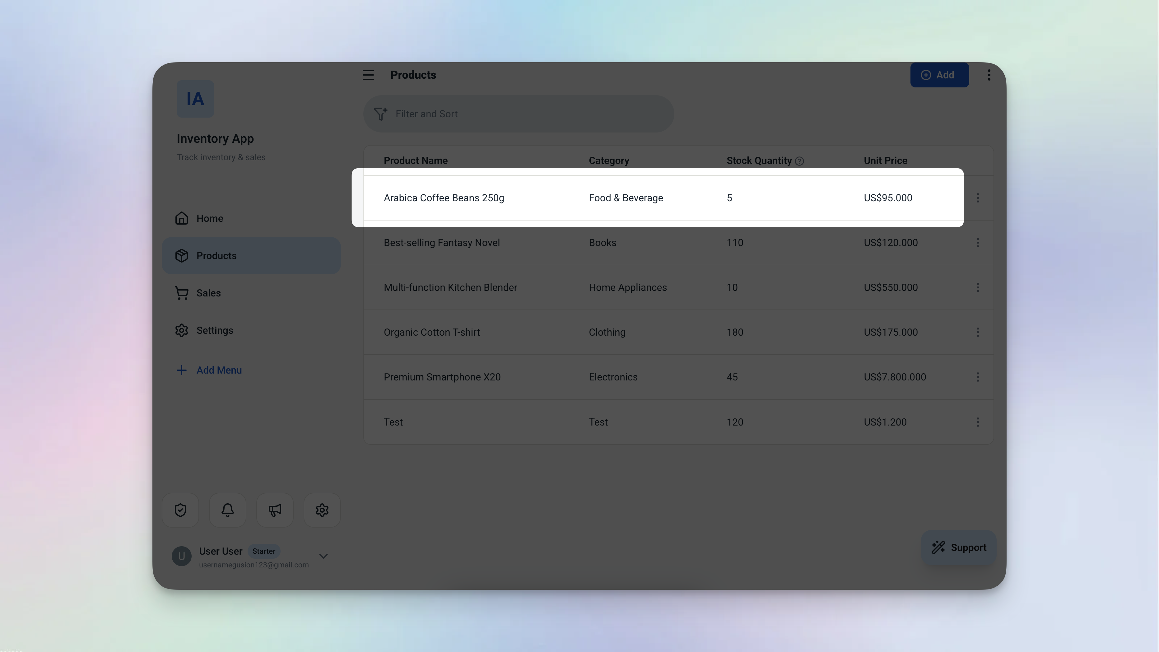 Ambisius inventory app showing auto-calculated sale totals and stock levels updating in real time without any formulas