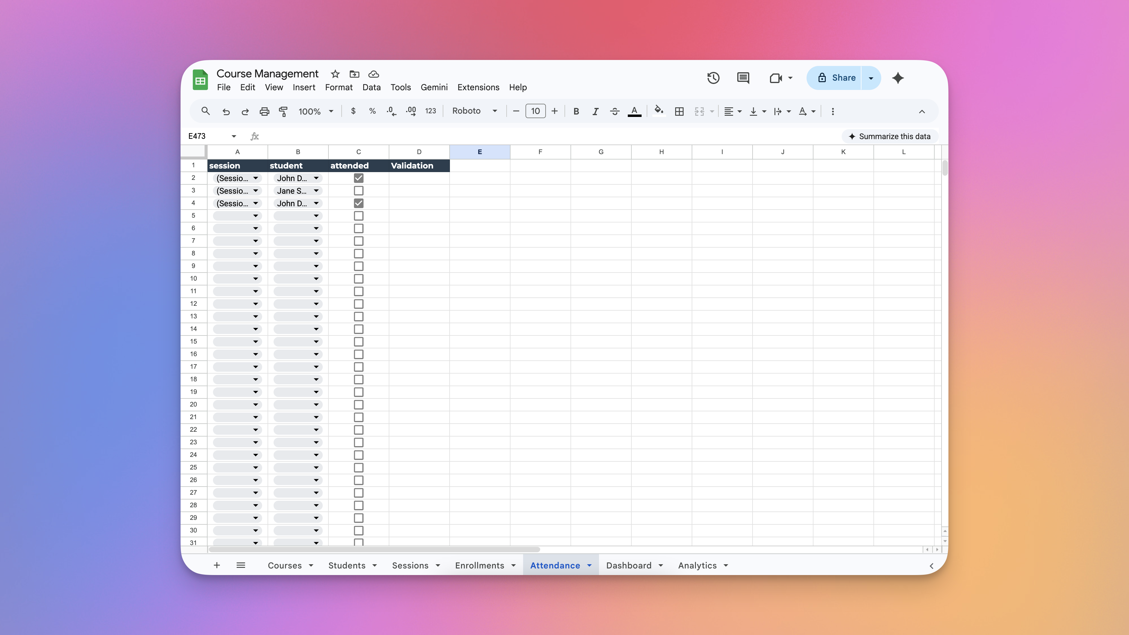 Mengelola kelas dan kehadiran menggunakan spreadsheet - prosesnya kacau